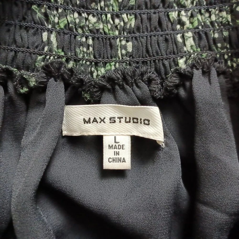 Max Studio Black Green Floral Patterned Mini Dress - Picture 13 of 15